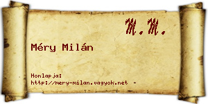 Méry Milán névjegykártya